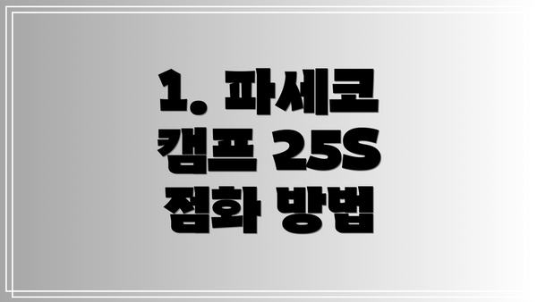 1. 파세코 캠프 25S 점화 방법