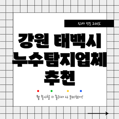 강원 태백시 누수탐지업체 추천