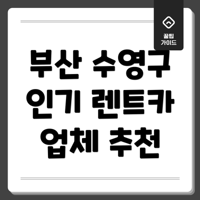 부산 수영구 인기 렌트카 업체 추천