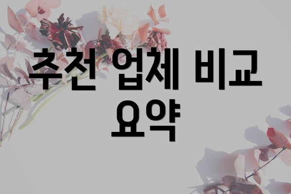 추천 업체 비교 요약